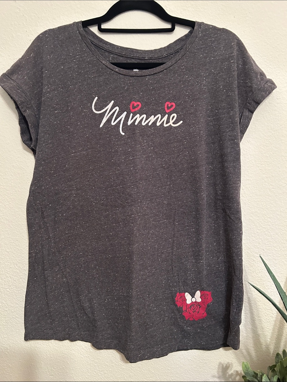 Disney Minnie Kids Short Sleeve Tee in Charcoal Gray with Pink